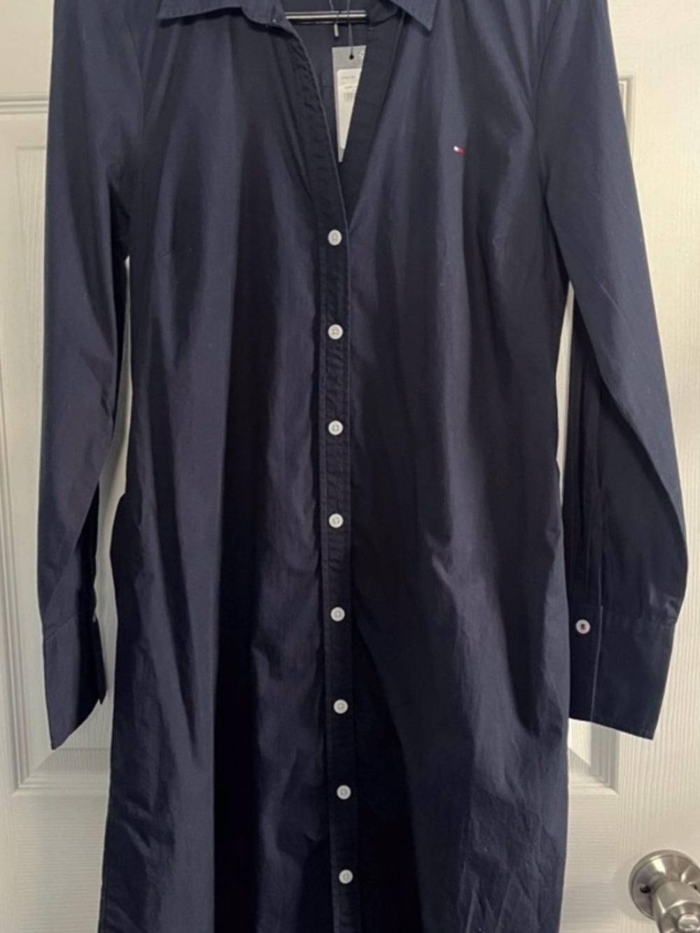 Tommy Hilfiger Women's Long Sleeve Button Front Navy